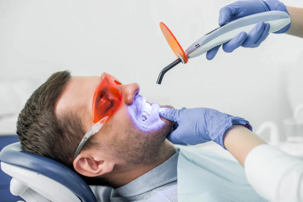 gentleman receiving teeth whitening treatment at Thrive Family Dentistry in Auburn